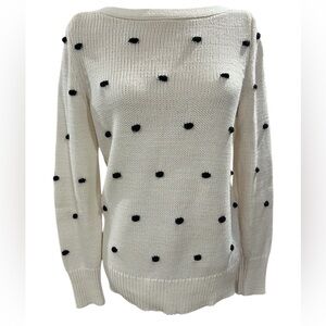 LOFT Ivory Pom Dot Sweater – Size Small – Gently Pre-Loved